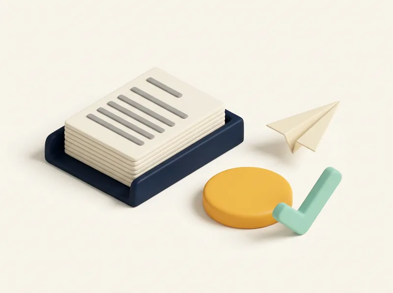 A tray of blank invoices beside a big approve button with a check mark and a paper plane.